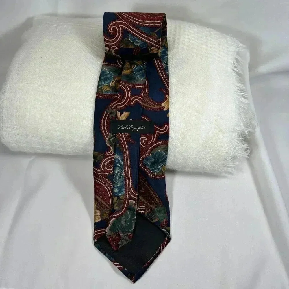 2/$30 Karl Lagerfeld Floral Paisley Silk Tie Luxury Business Classic